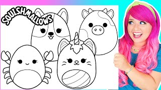 Coloring Squishmallows Plushies Coloring Pages | Caticorn, Dog, Crab & Cow Squishmallows Videos