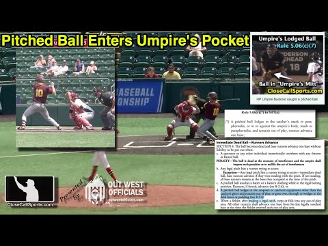 Ask UEFL - NCAA Pitched Ball Lodges in Umpire's Pocket During Arizona St vs Fairfield Regional Game