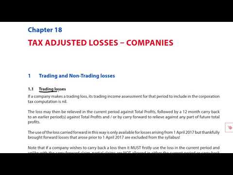 Tax Adjusted Trading Losses Companies - ACCA Taxation (TX-UK)