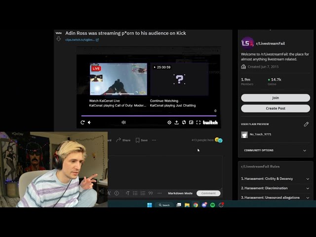 Adin Ross criticized for streaming explicit content on Kick days after