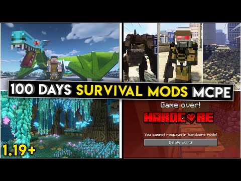 TOP 10 Minecraft 100 Days Survival Mods For Minecraft Pe 1.19+ || 100 Days Survival Mods Mcpe ||