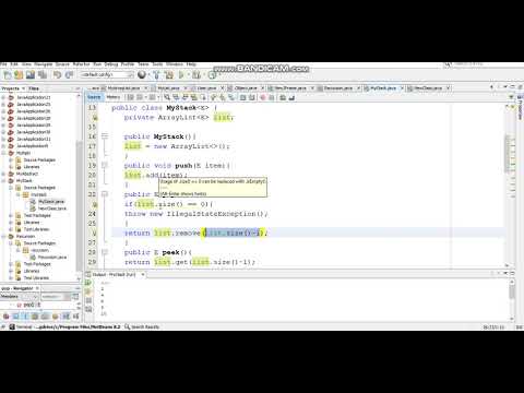 Implementation Of Stack Class Using Arraylist