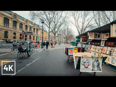 PARIS WALK - WALKING on a CLOUDY DAY in PARIS - 4K (Pont des Arts to Pont du Carrousel)