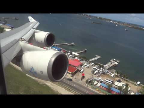 KLM Boeing 747-400 "Rocket" Takeoff St Maarten Princess Juliana Airport