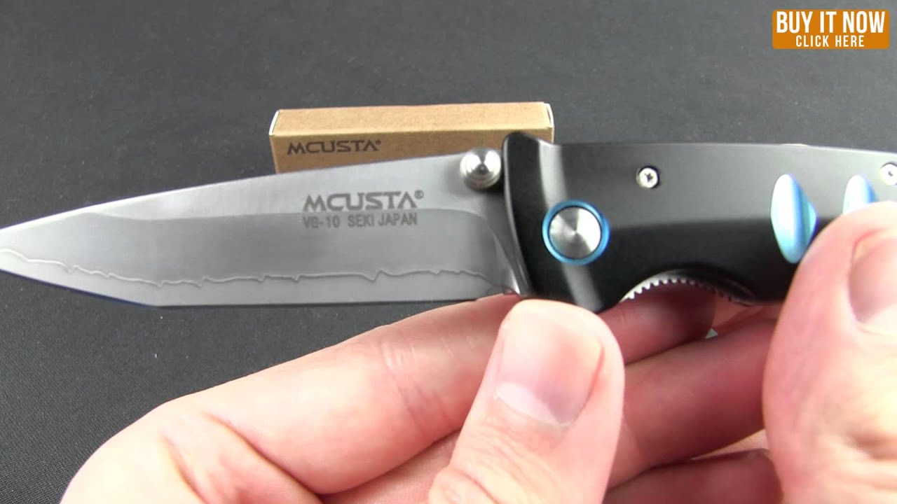 Mcusta Katana Liner Lock Knife Black/Blue Aluminum (3.25" Satin) MC-41C