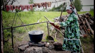 Siberian Tent from Boiled Birch Bark and Fish