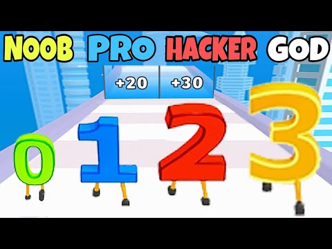 NOOB vs PRO vs HACKER vs GOD in Digit Run 3D - All Levels Gameplay, MAX LEVEL