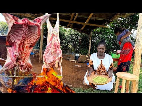 African Village New Year's Blessings|African Village Mum Cooks Huge Goat &Feeds The Entire Village