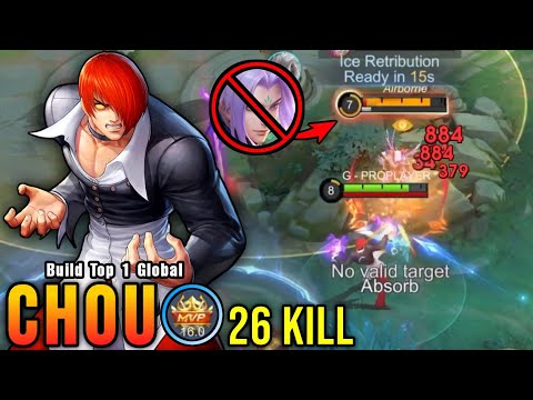 26 Kills!! Powerful Offlane Chou MVP 16.0 Points!! - Build Top 1 Global Chou ~ MLBB