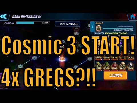 Dark Dimension 4 Cosmic 3 (Node 9) Attack 1 QUADRUPLE GREGS! Marvel Strike Force