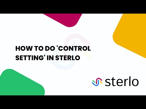 How to 'Manage and Customize' Control settings in sterlo