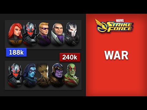 War Attack - 188k Phoenix, Ultron, Hawkeye, Kingpin, XB vs 240k Ultron, ME, Groot, Thanos, Drax