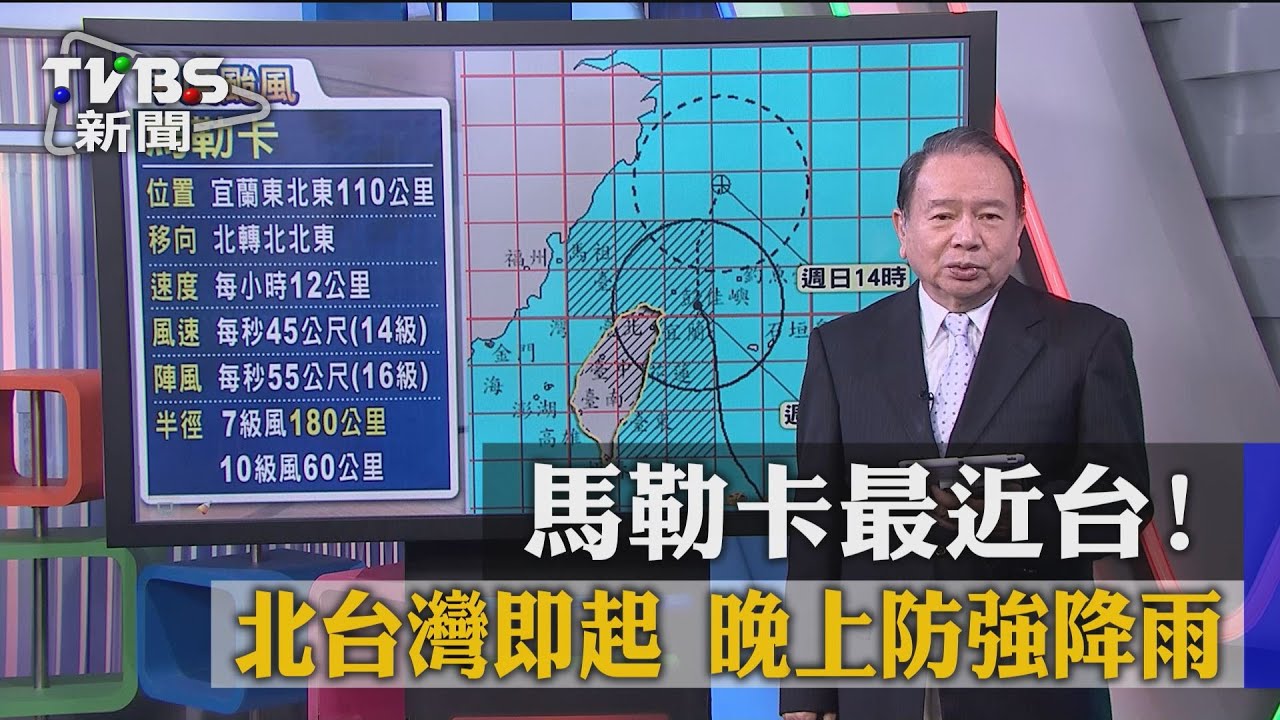 馬勒卡最近台！北台灣即起到晚上防強降雨
