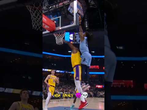 Finally 😭😭,JA MORANT dunks on LeBron 👑 #playoffs #jamorant #lebronjames #lakers #blowup #memphis