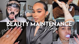 BEAUTY MAINTENANCE VLOG ♡ Nails + Teeth Whitening + Facial Hair Removal & More!