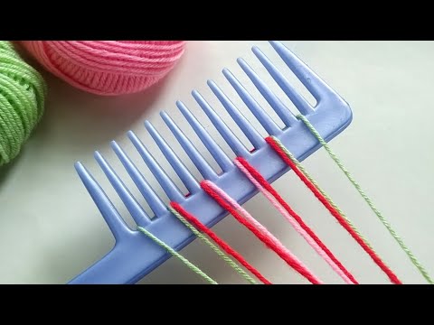 2 Super Easy Woolen Flower making Trick using Hair Comb | Hand Embroidery Flower Tutorial