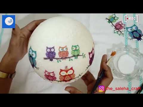 DIY Decoupage Bottle Art | Decoupage Floral Moon Led | Home Decor #art #youtube #youtubeshorts