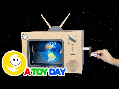 How to make DIY Cardboard Retro TV 📺 to show 🌎 Earth Rotation Cycle | DIY Cardboard Crafts for kids