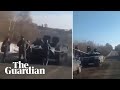 Ukrainian citizen confronts Russian soldiers after tank runs out of fuel