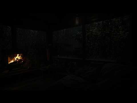 No Ads 😴 99% FALL ASLEEP IN SECONDS with INTENSE Mountain Rain & Fire Sounds in Cozy Cabin 🔥😴
