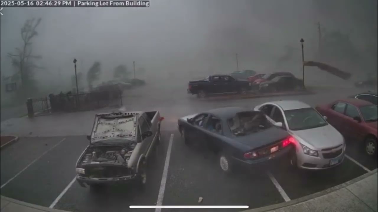 Inside of EF3 Tornado in St. Louis, Missouri - May 16, 2025 CCTV