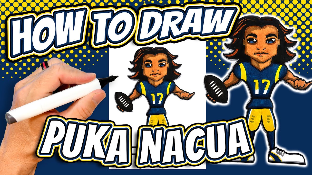 How to draw Puka Nacua - Los Angeles Rams NFL Football Player