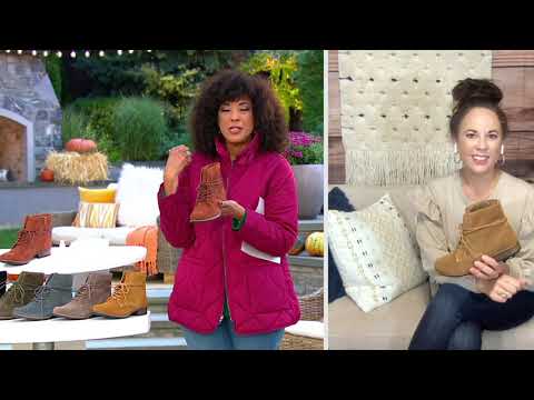 Earth Origins Suede Lace-Up Ankle Boots - Adara on QVC