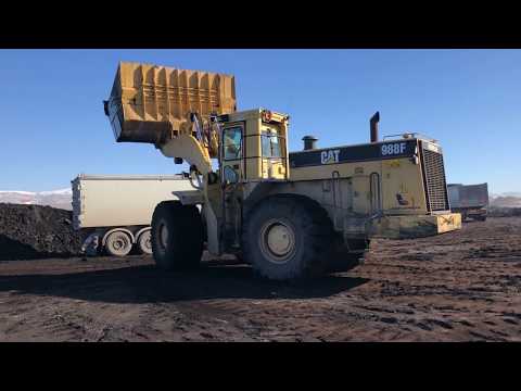 Caterpillar 988F Wheel Loader Loading Coal On Trucks - Labrianidis SA