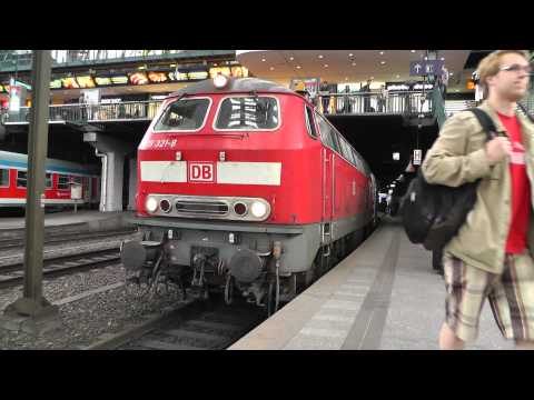 The sound of MTU 4000 in 218 321-8 and departure, mainstation Hamburg Hbf, 7 May 2013