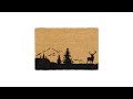 Fußmatte Kokos Hirsch & Bäume Schwarz - Braun - Naturfaser - Kunststoff - 60 x 2 x 40 cm