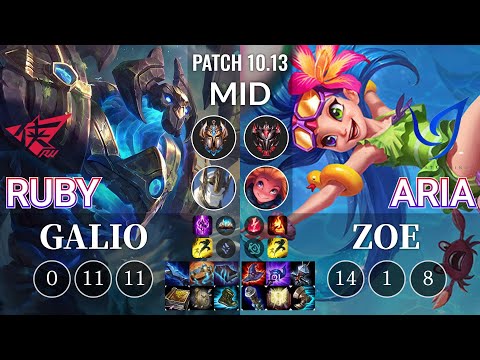 RW Ruby Galio vs CGA Aria Zoe Mid - KR Patch 10.13