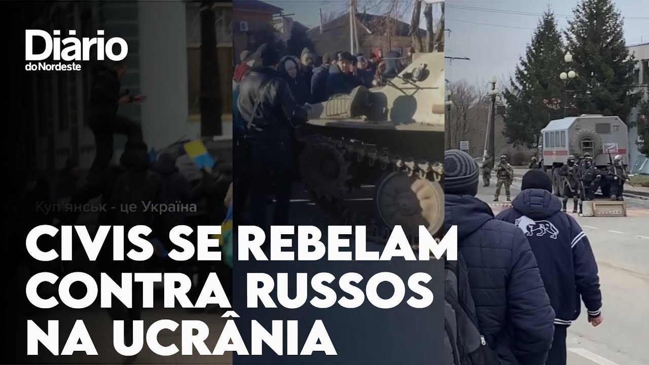 Imagem da notícia: Ucranianos se rebelam contra russos e tentam parar avanço de tropas em cidades da Ucrânia
