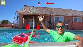 Giant Magic Tracks Bridge Over the House and Swimming Pool!!