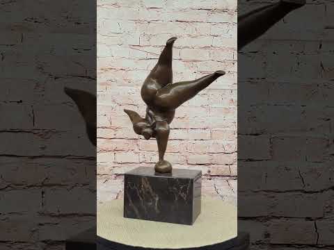 Bronze Abstract Gymnast Balancing Sculpture on Marble Base by Milo LE-058