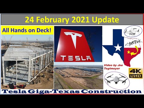 Tesla Gigafactory Texas 24 February 2021 Cyber Truck & Model Y Factory Construction Update (08:30AM)