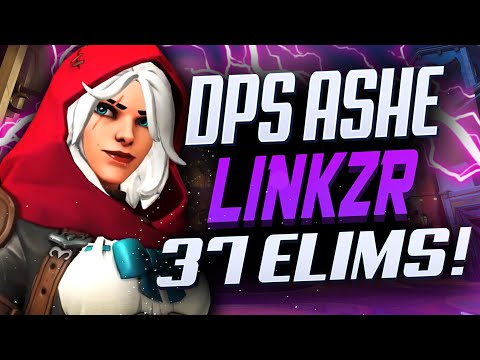 DPS MAIN LINKZR ASHE GAMEPLAY - 37 ELIMS! [ OVERWATCH SEASON 25 TOP 500 ]