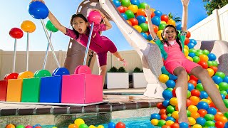 Download lagu Ellie Charlotte & Eva Banned from the Pool?! Kids Fix the Slide with Silly Challenges! mp3