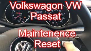 2016-2020 VW Volkswagen Passat - Oil Service Reset and Maintenance Light