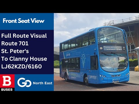 Full Route Visual | Nexus Bus Route 701 - St. Peter's Campus To Clanny House | LJ62KZD/6160