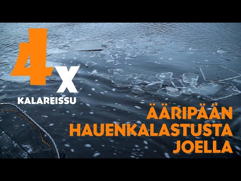 Hauenkalastusta joella jäiden seassa