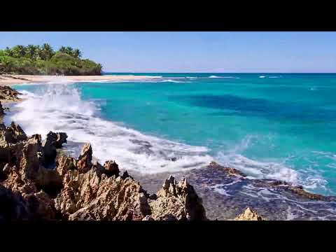 Splashing Waves All Day on Playa Encuentro - Refreshing and Relaxing on a Hot Summer Beach