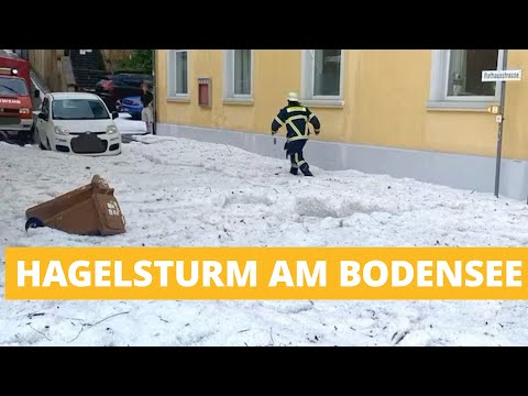 Extremwetter in Baden-Württemberg: Hagelsturm verwandelt Sipplingen in Eislandschaft