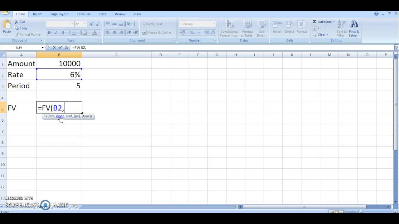 Find Future Value Using Excel Function FV