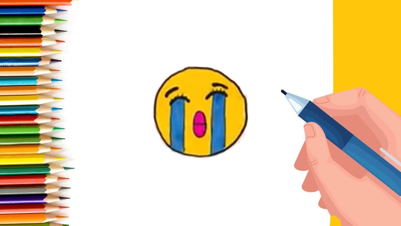 How to draw funny crying emoji