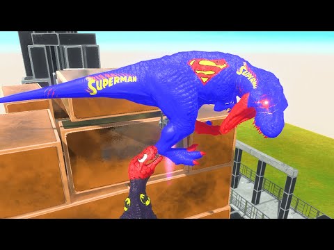 SUPERMAN T-REX 🔥CITY DEATH FLYING -Animal Revolt Battle Simulator