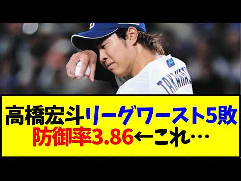 高橋宏斗リーグワースト5敗防御率3.86←これ…【中日ドラゴンズ】