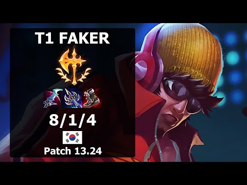 T1 Faker LeeSin JUNGLE vs Kayn| Patch 13.24 KR Challenger