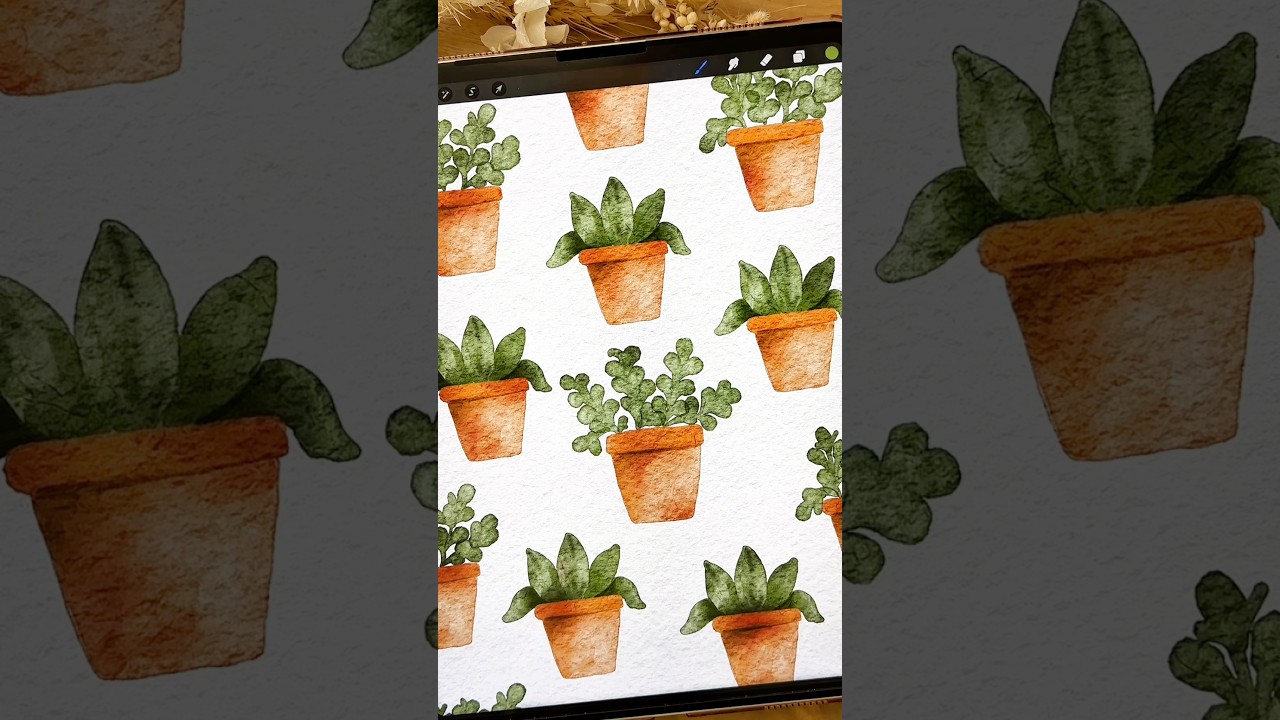 How to draw a plant in digital watercolour on procreate #art #digitalart #procreate #drawingtutorial