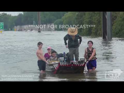 08-27-2017 Houston, TX - Dramatic Up Close Helicopter Rescues