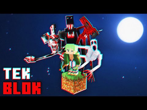 Minecraft Tek Blok Üzerinde Korku Yaratıklarına Karşı Hayatta Kalmaya Çalıştım!
